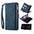 Leather Case Stands Flip Cover Holder B04S for Samsung Galaxy S20 Ultra 5G Blue