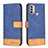 Leather Case Stands Flip Cover Holder B05F for Motorola Moto E30 Blue