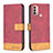 Leather Case Stands Flip Cover Holder B05F for Motorola Moto E30 Red