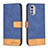 Leather Case Stands Flip Cover Holder B05F for Motorola Moto E32s Blue