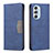 Leather Case Stands Flip Cover Holder B05F for Motorola Moto Edge Plus (2022) 5G Blue