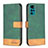 Leather Case Stands Flip Cover Holder B05F for Motorola Moto G22 Green