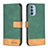 Leather Case Stands Flip Cover Holder B05F for Motorola Moto G31 Green