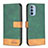 Leather Case Stands Flip Cover Holder B05F for Motorola Moto G41 Green