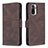 Leather Case Stands Flip Cover Holder B05F for Xiaomi Poco M5S Brown