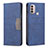 Leather Case Stands Flip Cover Holder B06F for Motorola Moto E20 Blue