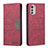 Leather Case Stands Flip Cover Holder B06F for Motorola Moto E32 Red