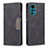 Leather Case Stands Flip Cover Holder B06F for Motorola Moto G22 Black