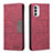 Leather Case Stands Flip Cover Holder B06F for Motorola MOTO G52 Red