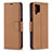 Leather Case Stands Flip Cover Holder B06F for Samsung Galaxy A12 Brown