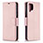 Leather Case Stands Flip Cover Holder B06F for Samsung Galaxy A12 Rose Gold