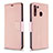 Leather Case Stands Flip Cover Holder B06F for Samsung Galaxy A21 Rose Gold