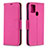 Leather Case Stands Flip Cover Holder B06F for Samsung Galaxy A21s Hot Pink