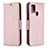 Leather Case Stands Flip Cover Holder B06F for Samsung Galaxy A21s Rose Gold