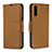 Leather Case Stands Flip Cover Holder B06F for Samsung Galaxy A50 Brown