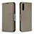 Leather Case Stands Flip Cover Holder B06F for Samsung Galaxy A50 Gray