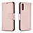 Leather Case Stands Flip Cover Holder B06F for Samsung Galaxy A50 Rose Gold