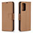 Leather Case Stands Flip Cover Holder B06F for Samsung Galaxy A52 5G Brown