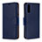 Leather Case Stands Flip Cover Holder B06F for Samsung Galaxy A70 Blue