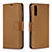 Leather Case Stands Flip Cover Holder B06F for Samsung Galaxy A70 Brown
