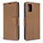 Leather Case Stands Flip Cover Holder B06F for Samsung Galaxy A71 5G Brown