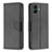 Leather Case Stands Flip Cover Holder B06F for Samsung Galaxy M04 Black