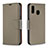 Leather Case Stands Flip Cover Holder B06F for Samsung Galaxy M10S Gray