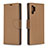Leather Case Stands Flip Cover Holder B06F for Samsung Galaxy Note 10 Plus 5G Brown
