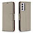 Leather Case Stands Flip Cover Holder B06F for Samsung Galaxy Quantum2 5G Gray