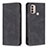 Leather Case Stands Flip Cover Holder B07F for Motorola Moto E30 Black