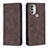 Leather Case Stands Flip Cover Holder B07F for Motorola Moto G51 5G Brown