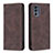 Leather Case Stands Flip Cover Holder B07F for Motorola Moto G62 5G Brown