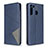 Leather Case Stands Flip Cover Holder B07F for Samsung Galaxy A21 Blue