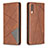 Leather Case Stands Flip Cover Holder B07F for Samsung Galaxy A70 Brown
