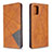 Leather Case Stands Flip Cover Holder B07F for Samsung Galaxy M40S Light Brown