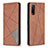 Leather Case Stands Flip Cover Holder B07F for Vivo Y20s Brown