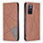 Leather Case Stands Flip Cover Holder B07F for Xiaomi Redmi Note 11 5G Brown