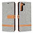 Leather Case Stands Flip Cover Holder B11F for Samsung Galaxy S22 5G Gray