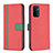 Leather Case Stands Flip Cover Holder B13F for OnePlus Nord N200 5G Red