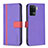 Leather Case Stands Flip Cover Holder B13F for Oppo F19 Pro Purple