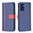 Leather Case Stands Flip Cover Holder B13F for Oppo Reno7 5G Blue