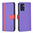 Leather Case Stands Flip Cover Holder B13F for Oppo Reno7 5G Purple