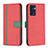 Leather Case Stands Flip Cover Holder B13F for Oppo Reno7 5G Red