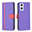 Leather Case Stands Flip Cover Holder B13F for Oppo Reno7 Lite 5G Purple