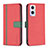 Leather Case Stands Flip Cover Holder B13F for Oppo Reno7 Z 5G Red