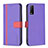 Leather Case Stands Flip Cover Holder B13F for Vivo Y11s Purple