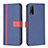 Leather Case Stands Flip Cover Holder B13F for Vivo Y20 Blue