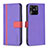Leather Case Stands Flip Cover Holder B13F for Xiaomi Redmi 10 Power Purple