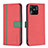 Leather Case Stands Flip Cover Holder B13F for Xiaomi Redmi 10 Power Red