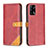 Leather Case Stands Flip Cover Holder B14F for Oppo A74 4G Red